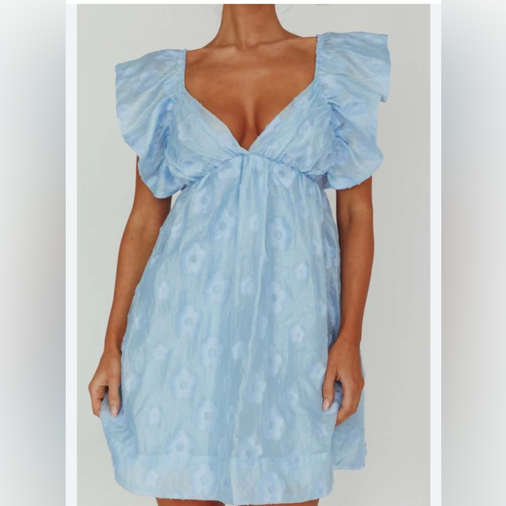 Thirty thirty blue babydoll dress flowers blue -no brand tag- see measurements